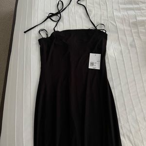 Forever 21 Black long dress with straps to wrap around neck. Size small